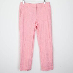 Loft Womens Devin Slim Linen Blend Ankle Pants Size 4‎ Pink Career Office Summer